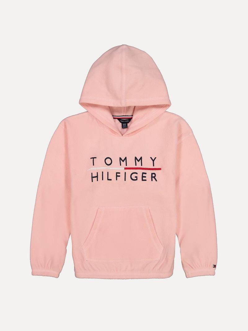 Lány Tommy Hilfiger Big Signature with Built-In Face Mask Hoodies Rózsaszín | HU 1776XYU